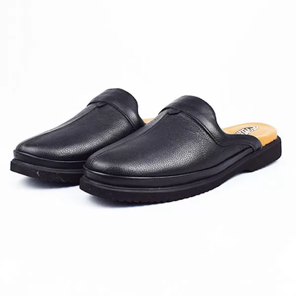 Pantoufle Belgha medicale +202 Noir Cuir  sandale médicale femme confortable Maroc